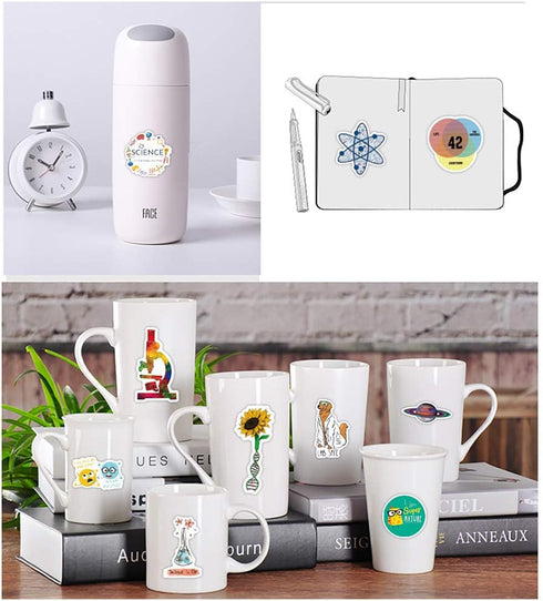 50 Pcs Student Science Experiments Stickers| Physics Chemistry Biology Laboratory Experiments Waterproof Vinyl Stickers for Water Bottles Laptop L...