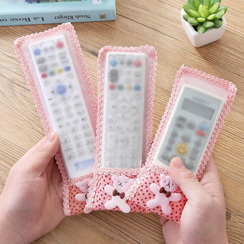 AKOAK 3 Pieces of Air Conditioning Remote Control Protective Cover, Bear Lace Fabric Air Conditioning Remote Control Protective Cover, Home Applia...
