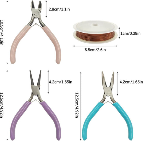 Set of 9 Jewelry Making Tools Kit, lyfLux Jewelry Pliers with Jewelry Beading Wire, Includes Chain Nose Pliers, Round Nose Pliers, Wire Cutters an...