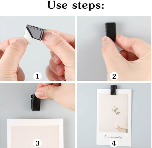 50 Pieces Self Adhesive Clips, Tapestry Hangers Clips Sticky Clips Wall Clips Photo Clips Poster Clips Plastic Sticky Hanging Spring Clips for Hom...