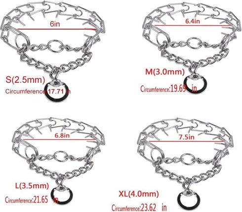 Darkyazi Durable Pinch Collar Stainless Steel Dog Adjustable Pet Training Collar for Medium Large Dogs (Small (2 Pack), Silver)...
