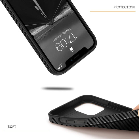 Tasikar Compatible with iPhone 12 Mini Case Carbon Fiber Leather Design with TPU Hybrid Slim Case (Black)...