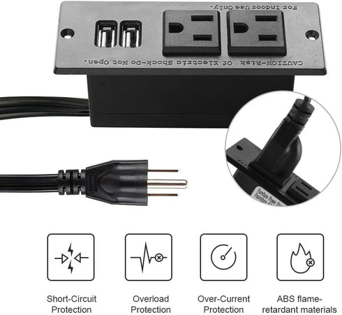 Conference Recessed Power Strip Socket with USB Ports,Table Power Strip,Desktop Charging Station with 2-Outlets and 2 USB Ports...