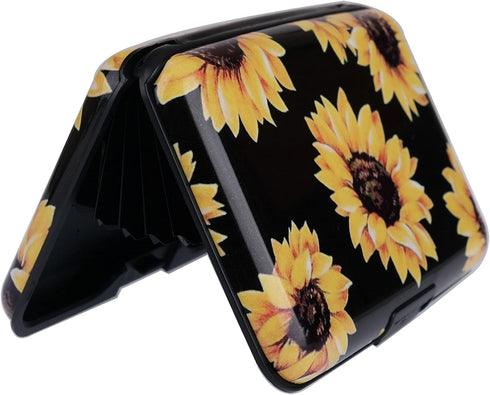 Mini Aluminum Cards Wallet RFID Credit Card Holder RFID Credit Card Case Bussiness Card Case Metal ID Case for Men Women-The Sunflowers...