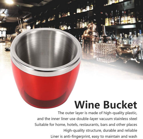 Red Wine Bucket, Mini Stainless Steel Beer Bucket Versatile Ice Bucket for Champagne Beer Cooler Party Bucket for Home Kitchen Bar KTV Hotel Red...
