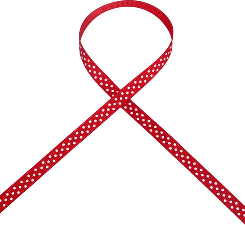 Ribbli Grosgrain Polka Dot Craft Ribbon,3/8 Inch,10-Yard Spool,Red with White Dots,Use for Gift Wrapping,Party Decoration,All Crafting and Sewing...