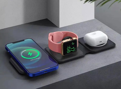 Magnetic Wireless Charging Station 3-in-1, Foldable, Magnetic Fast Charger for iPhone 15/14/13/12 Pro Max, Smart Watch and Earbuds(Black)...
