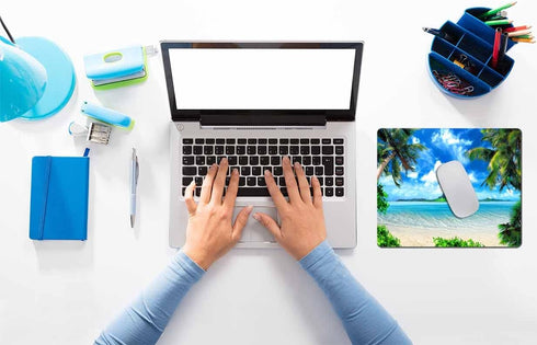 Beach Mouse Pad, Tropical Palm Trees and Cool Seawater Island Landscape Rectangular Mouse Pad, Non-Slip Rubber MousePads for Office Home Laptop, 9...