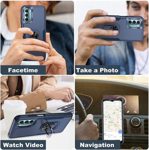 HNHYGETE for Moto G Stylus 5G 2022 Case, with Screen Protector, Shockproof Military-Grade Heavy Duty with Ring Kickstand Phone Case for Motorola M...