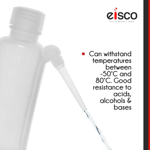 EISCO Wash Bottle, 500ml - Polyethylene - Translucent, Unbreakable - Screw Cap with Down Spout for Dispensing Liquid Labs...