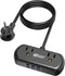 2Ft Extension Cord, SUPERDANNY Mini Surge Protector with 2 Wide-Spaced Outlets, USB Power Strip, 3 USB-A 1 USB-C, Flat Plug, Compact Size Desktop ...