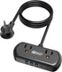2Ft Extension Cord, SUPERDANNY Mini Surge Protector with 2 Wide-Spaced Outlets, USB Power Strip, 3 USB-A 1 USB-C, Flat Plug, Compact Size Desktop ...