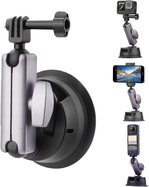 Powerful Suction Cup Car Mount for Insta360 X4 X3 X2,Windshield Window Dashboard Quick-release Holder for Pocket 3 GoPro 12 11 10 9 8 Action 4 3 i...