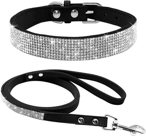 Microfiber Pet Dog Collar Leashes Set, Reflective Dog Collar, Double-Layer Soft Leather Pet Leash, Cat Dog Collar Leash Set, Pet Collar Leash for ...