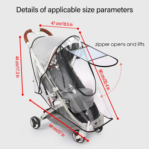 Stroller Rain Cover Universal Stroller Cart Umbrella Rain Cove Accessory, for Babies Winter Windproof Waterproof Dustproof and Snowproof...