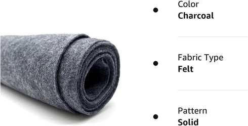 Craft Felt Fabric by The Yard - 72" Wide & 1.6mm Thick Acrylic Felt - Soft and Durable Charcoal Felt Fabric for DIY Arts & Crafts, Decorations and...