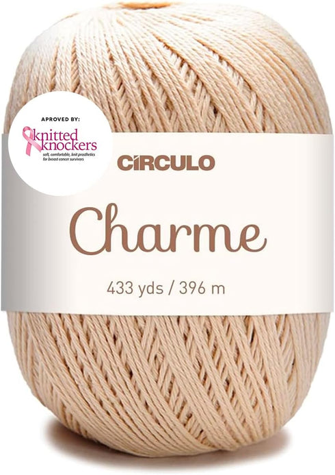 Circulo Charme Cotton Yarn for Crochet and Knitting, 100% Mercerized Cotton Yarn, Brazilian Virgin Cotton–Brown Cotton Yarn, Color 7684 -Porcelain...