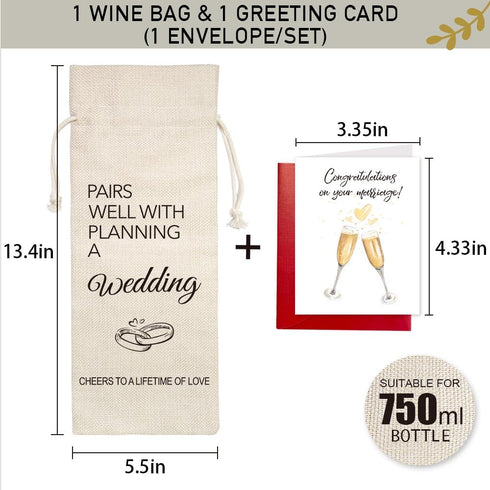 YAANUNULU Wedding Wine Bag Gifts for Mr Mrs, Engagement Gifts, Wedding Couples, Bride and Groom Gift, Wedding Gift, Newlywed Gifts, Pairs Well Wit...