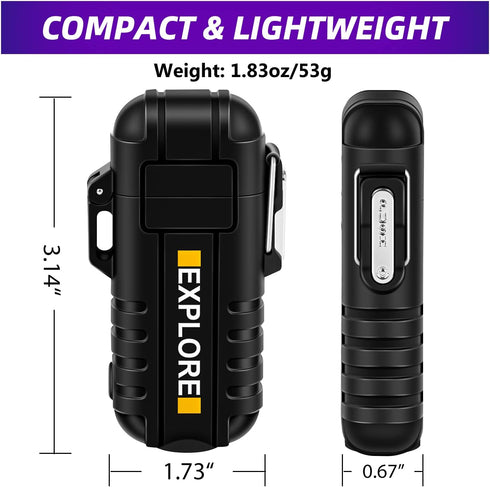 LcFun Arc Lighter Waterproof Electric Lighter USB Type C Rechargeable Lighter Dual Arc Plasma Lighter Flameless Windproof Lighter with Flashlight ...