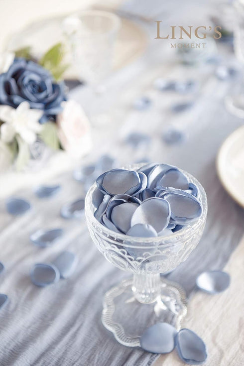 Ling's Moment Rose Petals, Silk Flower Petals for Wedding/Aisle/Flower Girl Baskets/Table Centerpiece Décor,etc.Dusty Blue Baby Blue 200pcs...