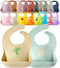 2-Pack Waterproof Silicone Baby Bib Lightweight Comfortable Easy-Wipe Clean (Beige/Sage, Large)...