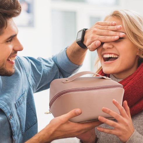 MINGRI Large Capacity Travel Cosmetic Bag for Women,Makeup Bag Travelling PU Leather Cosmetic Bag Waterproof,Multifunctional Storage Travel Toilet...