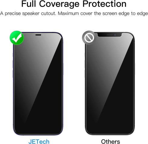 JETech Privacy Full Coverage Screen Protector for iPhone 12 Pro Max 6.7-Inch, Anti-Spy Tempered Glass Film, Edge to Edge Protection Case-Friendly,...