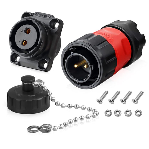 2 Pin Connector, Waterproof Solder Wire Connectors, Aviation Plastic Connector for Industrial, Power, Car, and Other Indoor/Outdoor Male-Female Co...