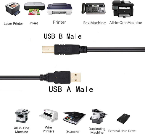 6ft USB Cable for HP Officejet 4630 e-All-in-One Inkjet Printer...