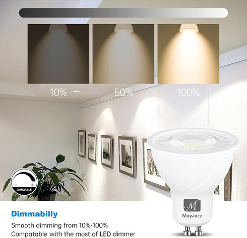 GU10 LED Bulbs Dimmable,3000K Warm White 550LM Track Light Bulb,7W (50W Equivalent),Spot Light Bulb for Recessed Lighting,6 Pack...