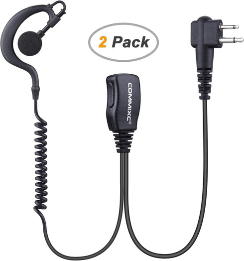 (2 Pack) Walkie Talkie Earpiece, 2-Pin 2.5mm/3.5mm G Shape Walkie Talkie Headset with PTT Mic, Compatible with Motorola Two-Way Radios...