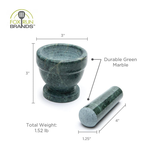 Fox Run Marble Mortar and Pestle, Green , 3"...