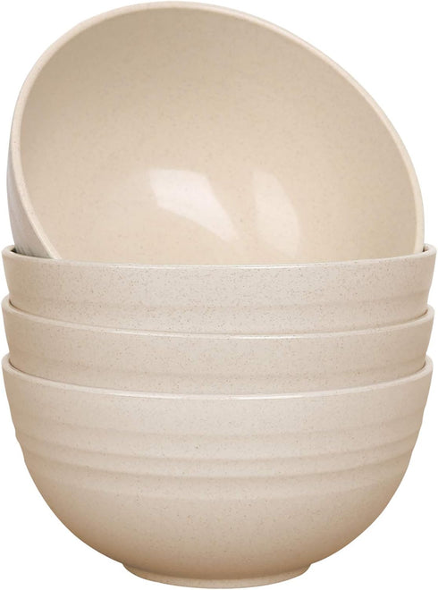 LuckyZone Unbreakable Cereal Bowls - 24 oz Reusable Wheat Straw Bowl Set of 4 - Dishwasher & Microwave Safe - Perfect for Cereal, Soup and Rice - ...