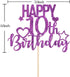 Purple Glitter Happy 10th Birthday Cake Topper for Cheers to 10 Years - Children's Birthday Party Cake Decorations...