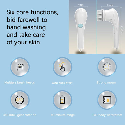 Cordless Electric Spin Cleaning Power Scrubber with 5 Replaceable Brush Heads?Handheld Shower Scrubber for Bathtub, Floor, Wall, Tile, Toilet, Win...