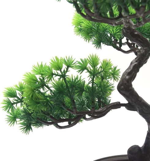 KOET Artificial Bonsai Pine Tree, 11Inch Faux Potted Plant Desk Display Fake Tree Pot Ornaments, Japanese Cedar Bonsai Plant for Home, Office Deco...