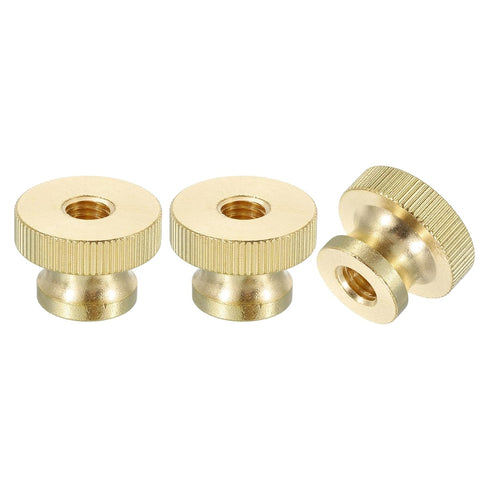 uxcell Knurled Thumb Nuts, 3Pcs M8 x D23mm x H16mm Brass High Head Through Hole with Collar High Head Through Hole Round Knobs Fasteners for 3D Pr...