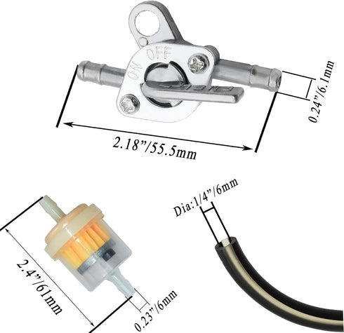 Gas Fuel Oil Filter Clamps Kits, Fuel Hose Inline Fuel Shut Off Valve Petcock Petcock Petrol Switch for ATV Go Karts Motorcycle Dirt Bike Mini Bik...