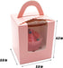 50 Pcs Pink Paper Cupcakes Boxes,Portable Single Individual Cupcake Gift Boxes with Window Inserts Handle for Wedding Candy Boxes (Pink)...