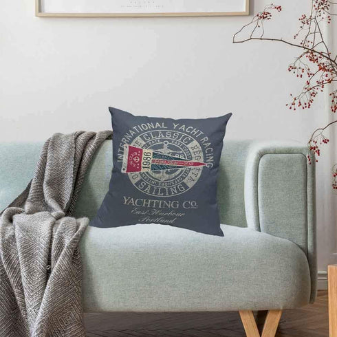 HOSNYE Yacht Racing Sailing Regatta Cotton Linen Throw Pillow Case Flag Nautical Badge Club Pillow Cushion Covers Home Sofa Decorative 18 X 18 Inc...