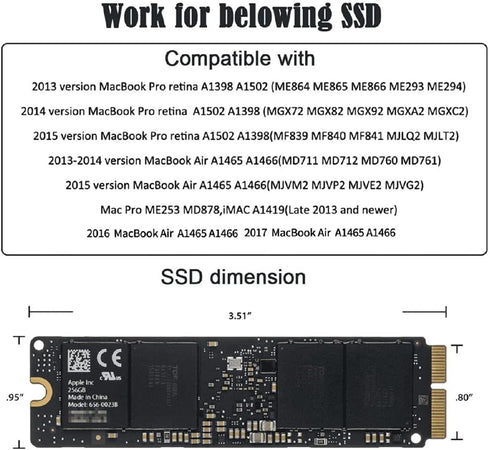 Cablecc PCI Express PCI-E 1X to 12+16Pin 2013-2017 Mac Pro Air SSD Convert Card for A1493 A1502 A1465 A1466...