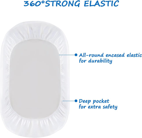Bassinet Sheet 2 Pack Cotton Fitted Sheets Set for Oval Rectangle Hourglass Bassinet Mattress and Moses Baskets, Super Soft and Breathable Cover f...