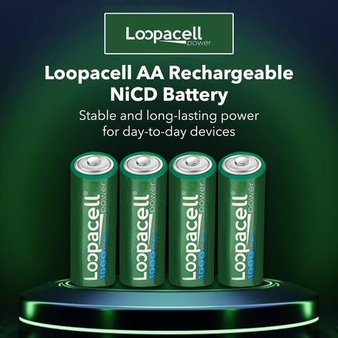 4 AA Rechargeable NiCD Battery, 1.2V 1000mAh High Capacity AA Batteries...
