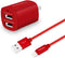 Dual USB Wall Charger and 6ft Charging Cable for iPhone 14 13 12 11 Pro Max, SE,Xs/Xs Max, XR/8/7/6S/6S Plus/6 Plus/6 and Samsung, LG, Moto - Red...