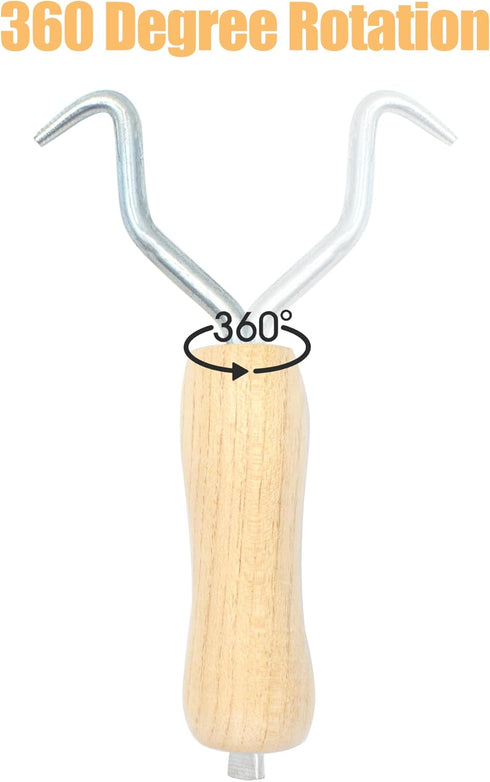 Rebar Twister with Wooden Handle Concrete Iron Wire Tie Twister Tool Hand Steel Tie Tool for Fence Twisting, 3 Pack...