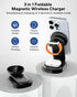 KPON 3 in 1 Wireless Charging Station for Apple Mag-Safe, Magnetic Wireless Charger Stand Foldable for Multiple Devices,Travel Charging Dock for i...
