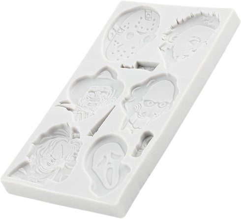 Horror Characters Fondant Molds Scary Movie Characters Silicone Mold For Halloween Friends Cake Decorating Cupcake Topper Candy Chocolate Gum Past...