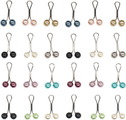 24 pcs Multicolor Headscarf Pearl Pins Clips U Shape Hijab Scarf Lady Muslim Scarf Shawl Clips Scarf Brooches Pin Jewelry Accessories...