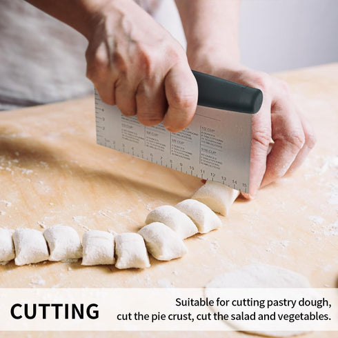 Stainless Steel Dough Bench Scraper & Chopper, Pastry Cutter for Kitchen (1 Pack, Black)...