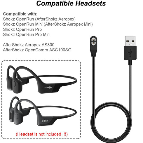 Charging Cable for Shokz OpenRun, OpenRun Pro, OpenRun Mini, AfterShokz Aeropex AS800, OpenComm ASC100SG, Replacement USB Charger Cable Cord Bluet...